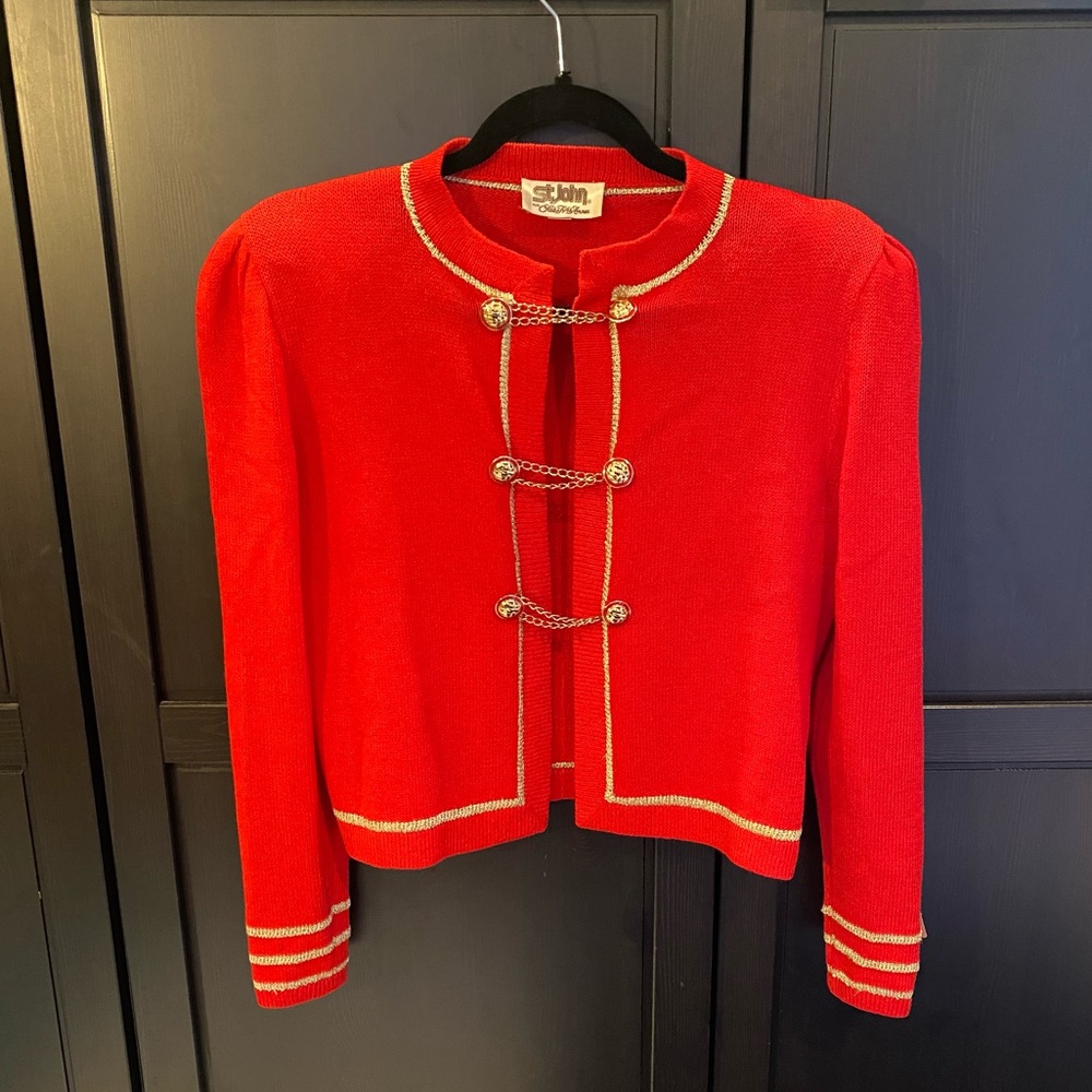 St. John Red and Gold Military Jacket, size 10